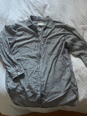 Denim & Supply Ralph Lauren Grey and White Striped Button-Down Shirt